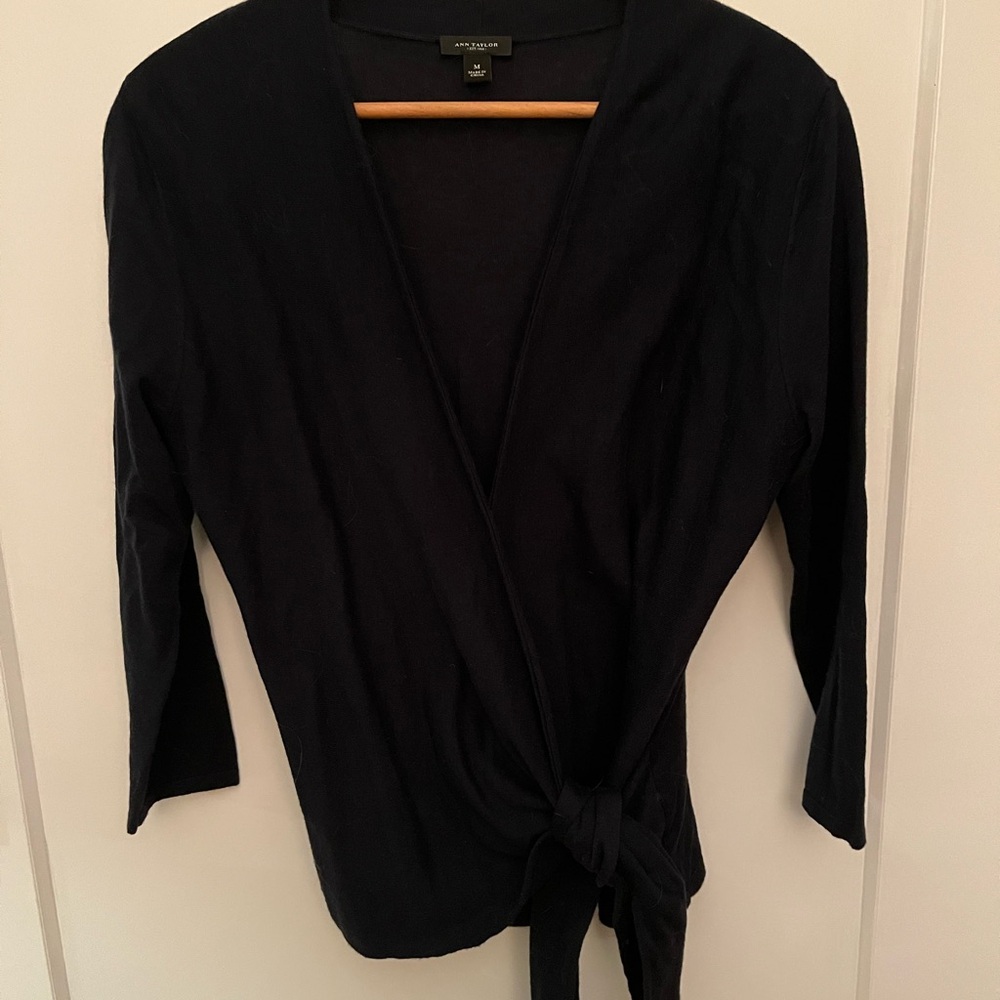 Ann Taylor Navy Blue Wrap Top